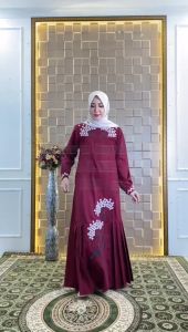 Gamis Bordir Katun Motif Kipas