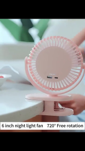Mini Clip Fan Rechargeable Portable USB Fan 720° Adjustment With LED Lighting Fan Desk Fan Clip