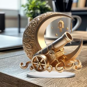 other | New Moon and Turret Acrylic Decorative Belt Base - Flowers,Stars, Lantern Design -Desktop Home Office Ramadan Eid Gift ,2D Plane