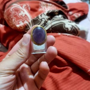 Cincin Akik Mewah Berkelas Batu Cempaka Ungu Lavender