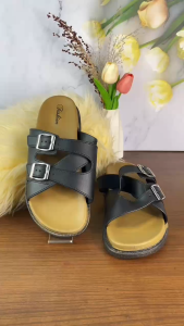 Fashion Footwear Double Cross Strap Outdoor Rubber Slipper 2406#