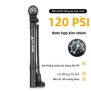 West Biking | WEST BIKING 120PSI Bơm Xe Đạp Hợp Kim Nhôm Di Động Có Đồng Hồ Đo Schrader Presta Van Bơm Hơi Cho Xe Đạp Xe Máy Bóng Bơi