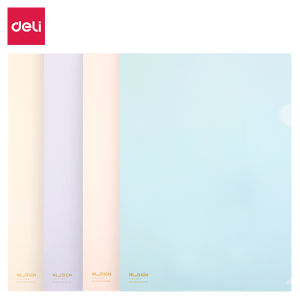 Deli NS183 L-Shaped Single Sheet Clip File Folder Thickened Plastic Document Cover Waterproof Contract Invoice Storage Bag