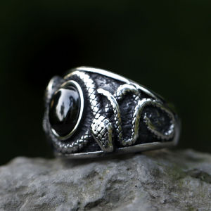 2022 NEW Mens 316L stainless-steel rings Vintage Snake with zircon for teens punk fashion animal Jewelry Gift free shipping
