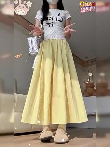 XIANYIJIAO | Chân Váy Short A-Line Cao Waist Mùa Hè Plus Size Lạnh Mát Kẻ Seda