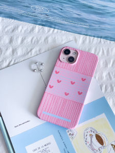 เคสโทรศัพท์มือถือ Apple ดีไซน์วาดด้วยมือจาก Qingtao ลายหัวใจสีเขียว ดีไซน์น่ารัก สไตล์เกาหลี เปลือกป้องกันแบบฝังกลับ