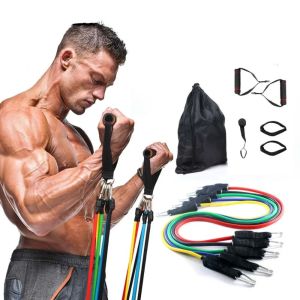 Multifunction Fitness Tension Rope 5-Tube Elastic Yoga Pedal Puller Resistance Band Tension Rope For Stretching Abdomen Training