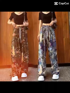 CZ HOME   กางเกงขายาวผู้หญิงลายมินิมอล น่ารัก มีเชือกรูด มีกระเป๋า2ข้าง มีหลายลายให้ได้เลือกใส่ เนื้อผ้าใส่สบายมากเวอร์