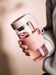 Cốc Thủy Tinh Chống Nóng Có Bộ Lọc Trà Đơn Giản Cho Văn Phòng