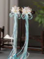Chun Yi Xuan Super Fairy Spring Summer Flower Fairy Ancient Style Daily Hair Accessories Hair Clips Silk Ribbon Double Pronged Hanfu Headwear for Women. 