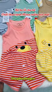 Bộ ba lỗ bé trai bé gái chất vải thun lạnh cao cấp Maza họa tiết kẻ xọc phối tai siêu cưng cho bé mặc nhà 5-16kg
