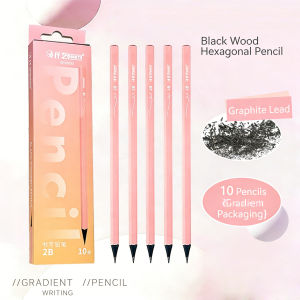 10-Pack Black Wood Hexagonal HB/2B Pencils | Pastel Macaron Colors | Smooth Writing for School & Office
