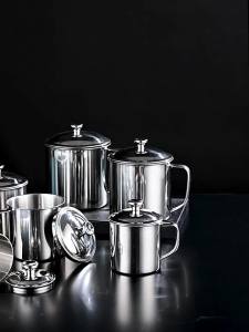 304 Stainless Steel Mug with Cover Cup Cawan Stainless Steel Kole Ayan enamel mug