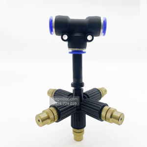 Béc phun sương 5 hướng đầu đồng kèm T ống pvc21