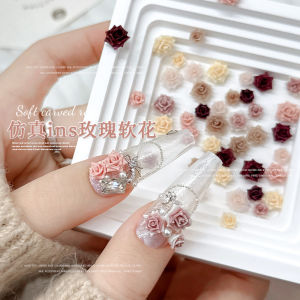 Trang Trí Móng Tay Bằng Nhựa Mềm Hoa Hồng Mô Phỏng Trang Trí Móng Tay Hoa Trà Thực Tế Mẫu Hoa Đa Năng Trang Trí Kim Cương Cho Móng Tay