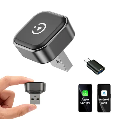 2 IN 1 Wireless CarPlay & Android Auto Dongle Fast Auto-Connect Compact Plug & Play for iPhone Android USB A/USB-C No Delay