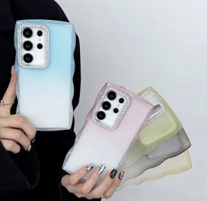 Gradient Color Case For Samsung Galaxy S25 FE S24 S23 S22 S21 Ultra Plus A17 A06 A16 A05S Shockproof Diamond Lens Circle Cover