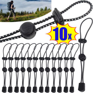 10Pcs Outdoor Fixed Buckle Elastic Rope Adjustable Camping Backpack Trekking Pole Elastic Rope Buckle Outdoor Hiking Mountaineering Camping Tools