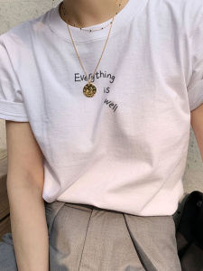 Misty Blue Relaxed Fit Letter Print T-Shirt