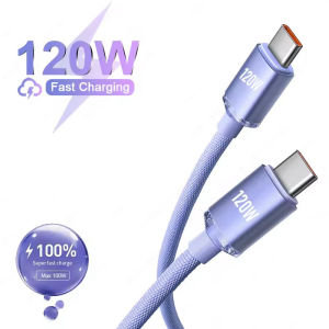 120W Fast Charging Cable Nylon Braided Durable Cable High-speed Transmission Quick Charge Data Cord USB A To Type C/Dual Type C