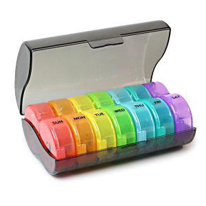 New round Portable Medicine Box 7 Days 14 Grids Morning And Night Pill Box Tablet Storage Organizer Box from China Zhejiang