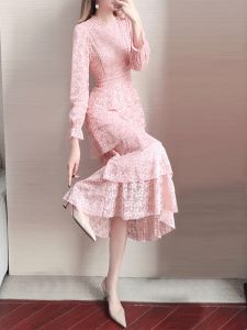 SUYE | Lace Elegant Long Dress Waist Cinching