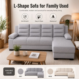 Familystar2u L Shape Sofa Anti Scratch Easy Clean Pets Friendly Office Living Room Hotel Airbnb Homestay Condo Home 3888