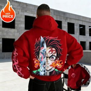 Bandai | Demon Slayer Harajuku Kamado Tanjiro Streetwear Men Vintage Hoodie Winter Women Oversized Hooded Sweatshirt Long Sleeve Top Y2K