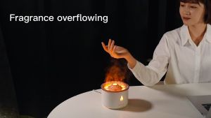 Xiaomi Ecological Mall Volcanic Flame Aroma Diffuser Essential Oil 360ml Portable Air Humidifier with Cute Smoke Ring Night Light Lamp Fragrance