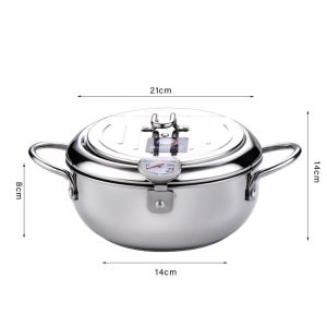 Wajan Penggorengan Japanese Deep Frying Pot Thermometer 21-24cm
