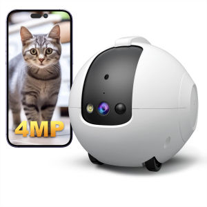 กล้องหุ่นยนต์อัจฉริยะเคลื่อนที่ 4MP กล้องวงจรปิดภายในอาคาร ใช้แบตเตอรี่ ไร้สาย ควบคุมผ่านแอพ สำหรับสัตว์เลี้ยง/ผู้สูงอายุ/เด็ก กล้องรักษาความปลอดภัยสำหรับดูแลบ้าน