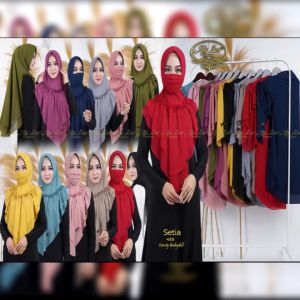 BISA COD Hijab Instan Kepala Pet Antem Kode SETIA Bahan Ceruty Babydoll Premium by Ory AjeZas Collec