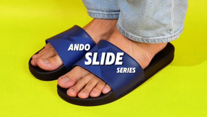 Ando Official Sandal Selop Slip On Slice Pria Dewasa - Hitam/Abu-Abu