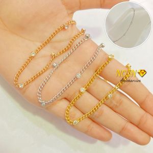 Gelang Kaki Titanium Rantai Model Mata Satu Berjarak Untuk Wanita Simple