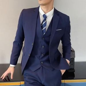 GUKENRO Celana Setelan ผู้ชายคุณภาพสูงสำหรับกางเกงผู้ชายเครื่องแบบดีไซน์เหมาะสำหรับธุรกิจเพรียวบางเสื้อยืดผู้ชายสีพื้นดีไซน์คลาสสิกเหนือกาลเวลา