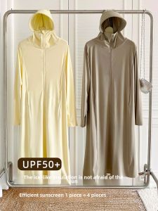 Áo Chống Nắng Dài Bằng Lụa Băng Nhẹ Cho Nữ Mùa Hè Chống Tia UV Toàn Thân Xe Điện Ngoài Trời Áo Chống Nắng Thoáng Khí