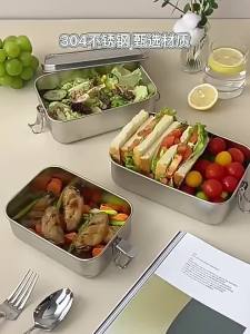 Stainless Steel Bento Box Metal Lunch Box Food Storage Containers with Lockable Clips Lunch Snack Boxes for WorkSchool