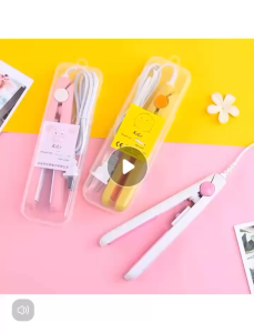 Mini Macaron 2in1 Portable Hair Curl Straightener Flat Iron Sealer with Plastic Case
