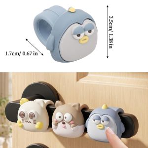 5Pcs Animal Shape Door Knob Wall Guard Soft Silicone Sound Dampening Slip On Bumper for Bedroom Bathroom Rental