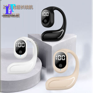 New Bluetooth Headset Digital Display Screen Bluetooth Earphone Wireless Voice Control Large Battery Life Non-in-ear Wireless Single Ear Business Sports Headset Hanging Ear Waterproof Bluetooth Bluetooth Earphone