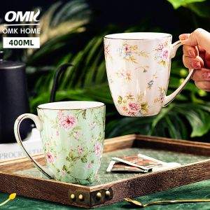 OMK French style bone china mug 400ML Ceramic coffee cup