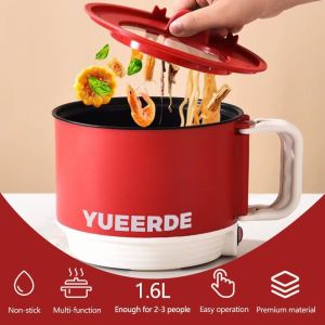【Ready Stock】1.6L Multifunctional Electric Cooker Rice Cooker Soup Noodles Pot Small Hot Pot Cooker Non Stick Pan With Steamer