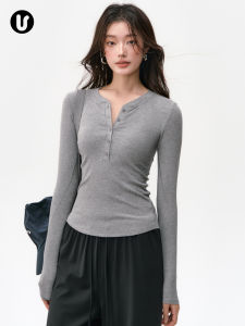 umeverb | Slim Fit Henry Collar Sports Top Long Sleeve