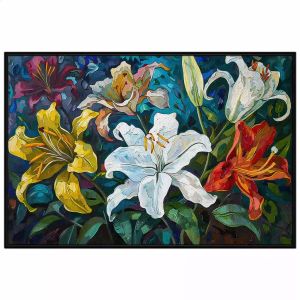 Tranh loa kèn phong cách sơn dầu hiện đạiTranh treo tường dán tường phong thủy tình yêu và phú quý.CGI-989