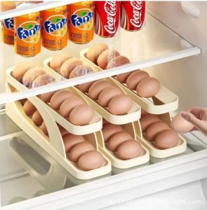 🔥 Fast delivery🔥1pcs New Automatic Rolling Egg Holder Rack Fridge Egg Storage Box Egg Container Kitchen Refrigerator Egg Dispenser Fridge
