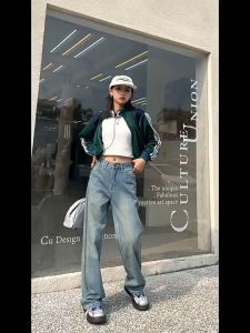 Celana Cutbray Casual Jeans Kekinian Celana Jeans Panjang High Waist Longgar Jeans Baggy Kulot M676