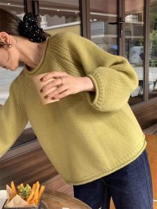 Earl Shepherd Knit Sweater for Women Casual Chic Pullover Basic Color Pattern Loose Fit Ideal for Autumn Winter Versatile Base Layer