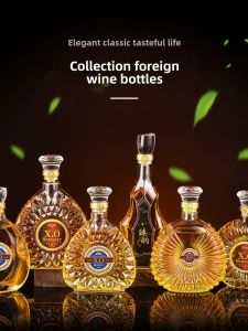 High-End Lead-Free Transparent Glass Whiskey Bottle Wine Decanter Red Wine Bottle Home Use Empty Alcohol Bottle Sealable Jar