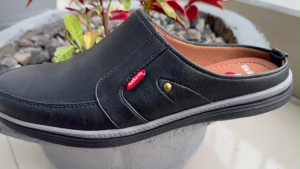 Arkens AS-003 Bustong Sepatu Sandal Slop Selop Slip On Kulit Sintetis Outsol Karet Elastis Suede