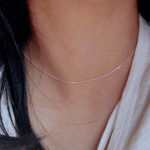 316L Stainless Steel Minimalist Thin Cable Chain Choker Tarnish Resistant Silver Tone Delicate Chain for Chic & Dainty Outfits